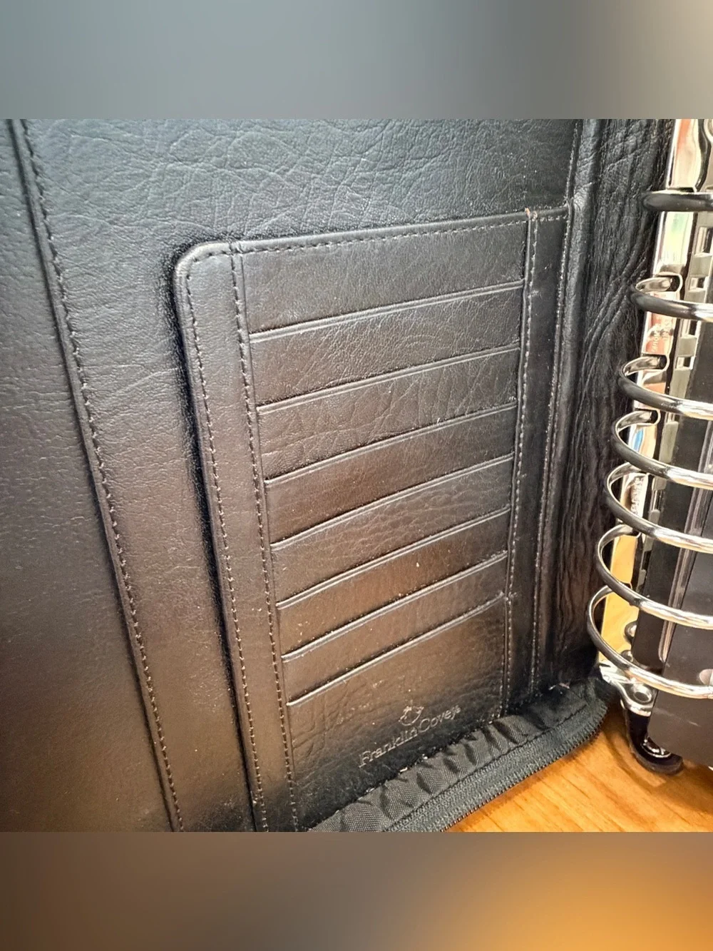 Franklin Covey Classic Black Full Grain Leather Zip Planner Korea Blooms 90s Y2K